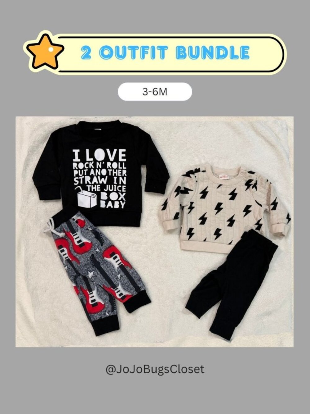 Hugga Bubz & Cat & Jack 3-6M Baby Boy Outfit Bundle | 2 Complete Outfits ⭐